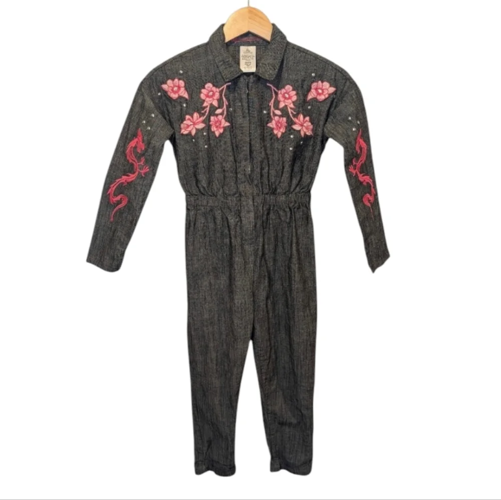 Disney Mulan Embroidered Floral Jumpsuit Romper Size  9/10